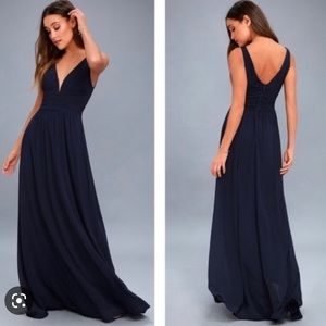 Navy Chiffon Maxi Dress